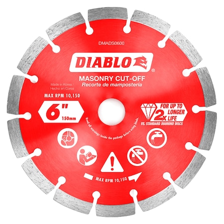 DIABLO 6" Diamond Segmented Cut-Off Discs for Masonry DMADS0600